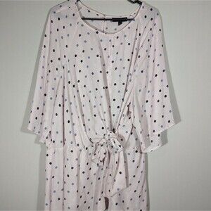 Lane Bryant Top Women Plus 28 Blush Pink Polka Dot Short Sleeve Blouse